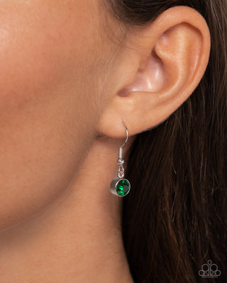 Hummingbird Headline - Green - and Iridescent Rhinestone Encrusted Bird Paparazzi Short Necklace