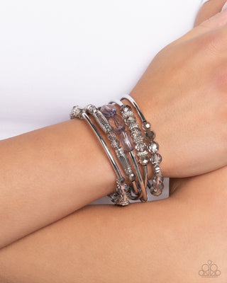 Sassy Stack - Silver - and Gray Bead Paparazzi Coil Bracelet