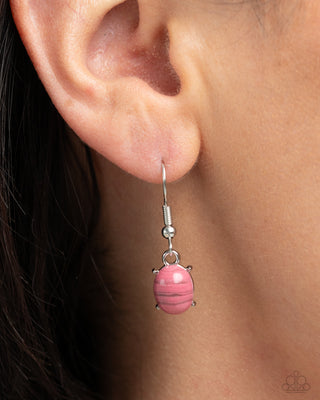 Striped Season - Pink - Striped Bead Wavy Bar Paparazzi Short Necklace