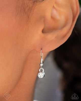 Excessive Embellishment - White - Gem Silver Heart Tiered Paparazzi Short Necklace - September 2024 Fiercely 5th Avenue