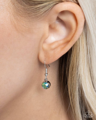 Anchored Accent - Green - Silver Necklace