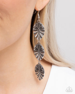 Rustic Range - Silver - Leaf Paparazzi Fishhook Earrings