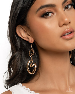 Abstract Angles - Gold - Paparazzi Fishhook Earrings
