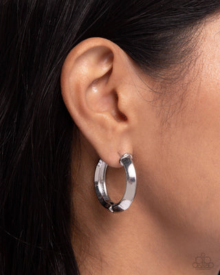 Hinged Homage - Silver - Paparazzi Hinge Hoop Earrings