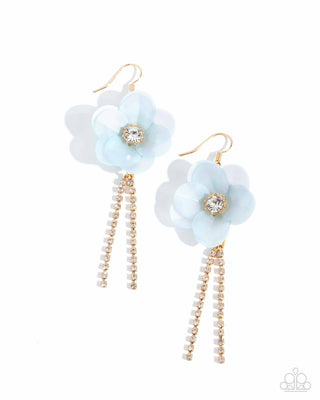 Serene State of Mind - Blue - Sequin Flower Gold Frame Paparazzi Fishhook Earrings