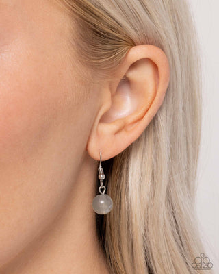 Sideways Shimmer - Silver - Oval Stone Silver Wavy Frame Paparazzi Short Necklace