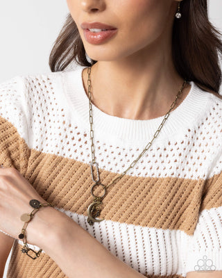 Astral Ambience - Brass - Moon & Star Charm Paparazzi Short Necklace