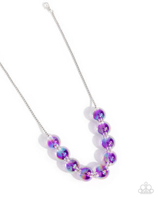 Iridescent Identity - Purple - Iridescent Bead Paparazzi Short Necklace