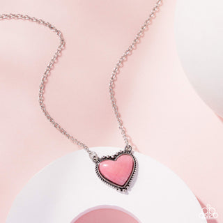 Earthy Eternity - Pink - Heart Silver Paparazzi Necklace