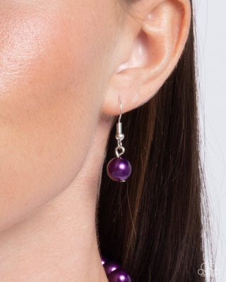 Easy Elevation - Purple - Pearl Silver Curb Chain Heart Tiered Paparazzi Short Necklace