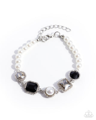 Complete Look - Dumbfounding Decadence Necklace & Dumbfounding Dazzle Bracelet - Black and Pearl Set