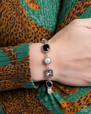 Complete Look - Dumbfounding Decadence Necklace & Dumbfounding Dazzle Bracelet - Black and Pearl Set