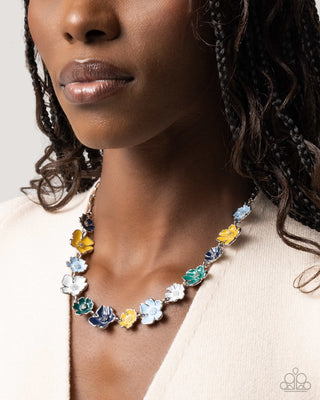 Complete Look - French Florals Necklace & Candid Color Bracelet - Blue Flower Set