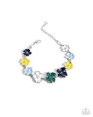Complete Look - French Florals Necklace & Candid Color Bracelet - Blue Flower Set