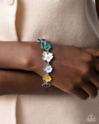 Complete Look - French Florals Necklace & Candid Color Bracelet - Blue Flower Set