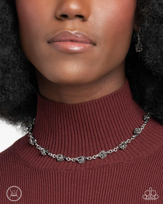 Complete Look - Rosy Reputation Necklace & Botanical Blend Bracelet - Silver Flower Set