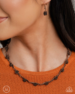 Complete Look - Rosy Reputation Necklace & Botanical Blend Bracelet - Copper Rose Red