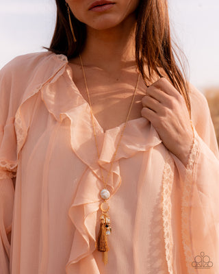 Pampered Panache - Gold - Chain, UV Bead, Brown Cat's Eye Stone Paparazzi Long Necklace