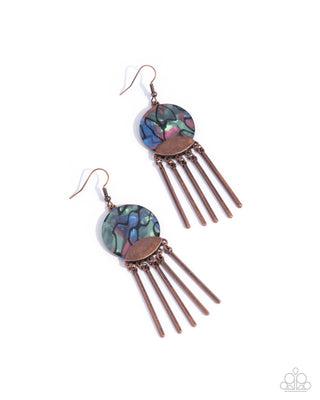 Disc Destiny - Copper - Abalone Shell Disc Paparazzi Fishhook Earrings