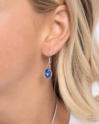 Outgoing Opulence - Blue - Gem Hammered Silver Heart Paparazzi Short Necklace