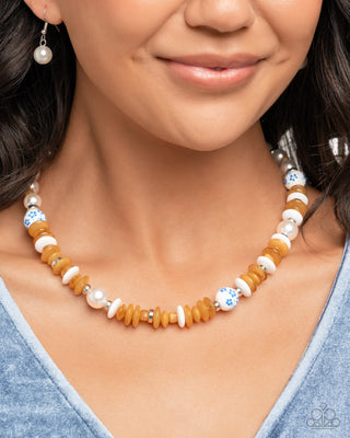 Complete Look - Porcelain Pizzazz Necklace & Porcelain Pattern Bracelet - Blue Set