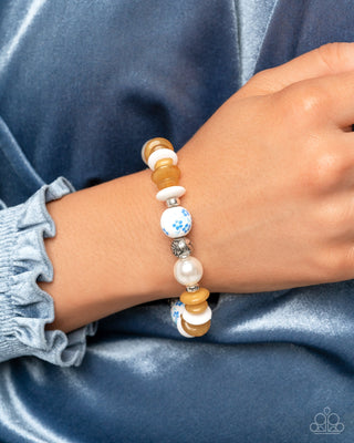 Complete Look - Porcelain Pizzazz Necklace & Porcelain Pattern Bracelet - Blue Set