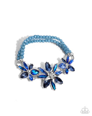 Complete Look - Floral Feature Necklace & Floral Factor Bracelet - Blue Set