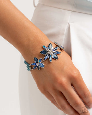 Complete Look - Floral Feature Necklace & Floral Factor Bracelet - Blue Set