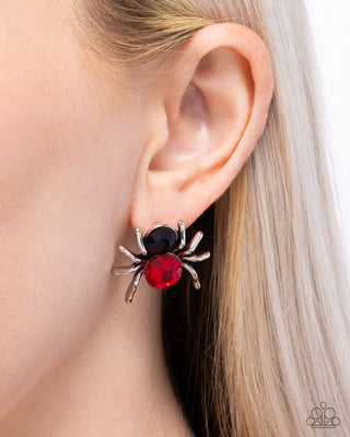 Complete Look - Spider Bite Ring & Black Widow Earrings - Red Spider Halloween - Set