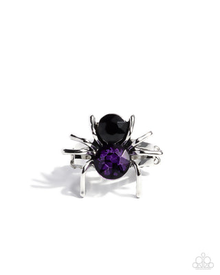Complete Look - Spider Bite Ring & Black Widow Earrings - Purple Spider Halloween Set
