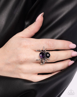Complete Look - Spider Bite Ring & Black Widow Earrings - Purple Spider Halloween Set