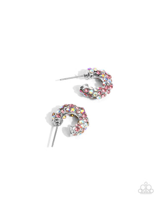 Complete Look - Iridescent Influence Ear Cuff & Iridescent Improv Hoop Earring - Pink - Set