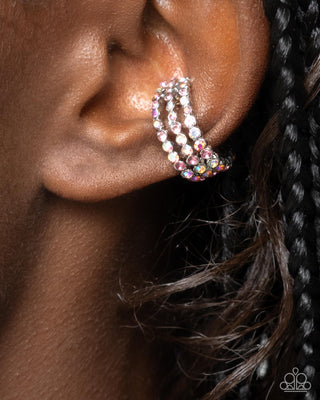 Complete Look - Iridescent Influence Ear Cuff & Iridescent Improv Hoop Earring - Pink - Set