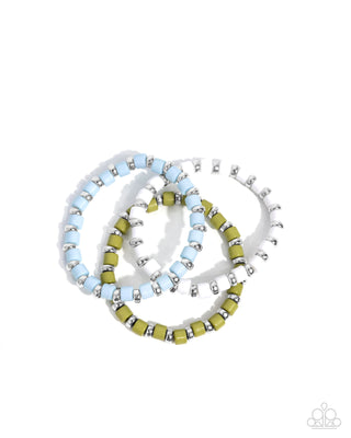 Complete Look - Trendy Trio Necklace & Trendy Trifecta Bracelet - Blue Set