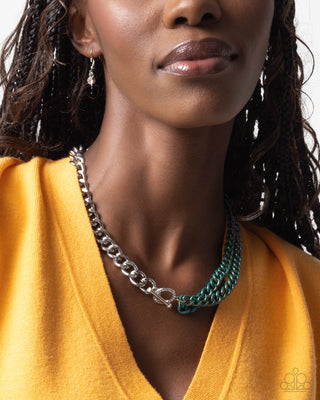 Complete Look - Iridescent Icon Necklace & Tourist Twists Bracelet - Green Chain Set