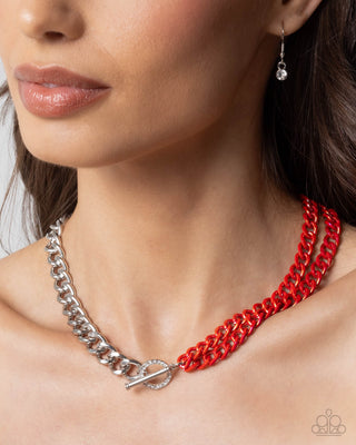 Complete Look - Iridescent Icon Necklace & Tourist Twists Bracelet - Red Set