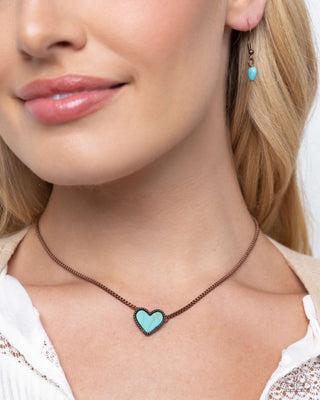 Complete Look - Copper and Turquoise Heart Set