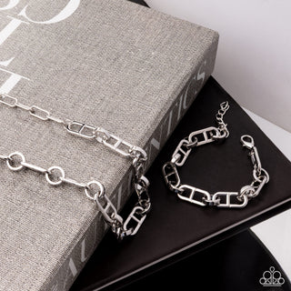 WHEEL Life - Complete Look - Men's Silver Paparazzi Jewelry Set