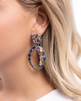 Eclectic Elevation - Multi - Colorful Rhinestone Oval Paparazzi Post Earrings