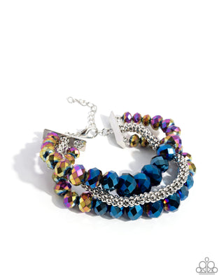 Truth Be BOLD - Multi - Blue and Oil Spill Faceted Bead Paparazzi Lobster Claw Bracelet - January 2025 Life of the Party Exclusive