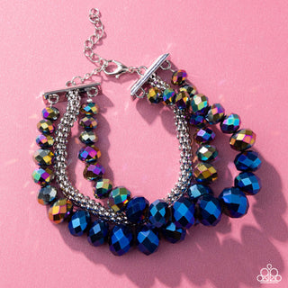 Truth Be BOLD - Multi - Blue and Oil Spill Faceted Bead Paparazzi Lobster Claw Bracelet - January 2025 Life of the Party Exclusive