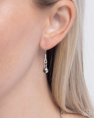 Opulent Owl - Silver - Hematite and White Rhinestone Paparazzi Short Necklace