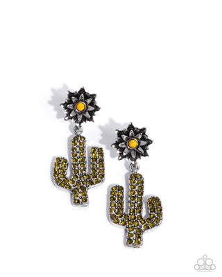 Complete Look - Cactus Cascade Necklace & Cactus Cause Earrings - Yellow Set