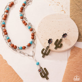 Complete Look - Cactus Cascade Necklace & Cactus Cause Earrings - Brown Western Set