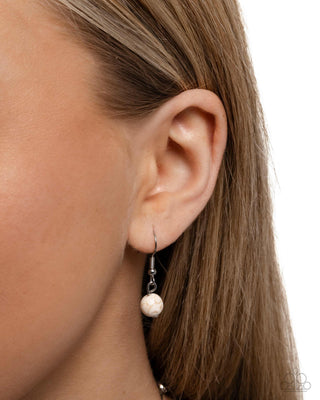 Limitless Longhorn - White - Stone & Brown Suede Tassel Paparazzi Short Western Necklace