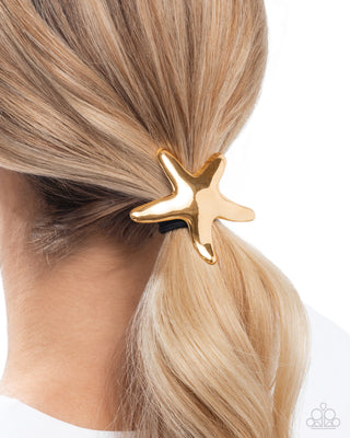 Sleek Starfish - Gold - Ponytail Holder Paparazzi Hair Tie