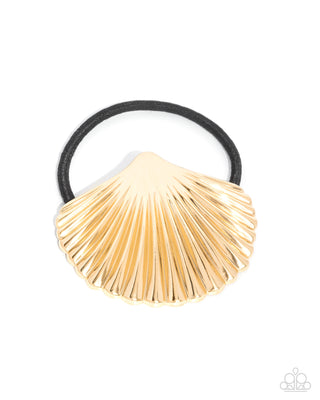Short Seashell - Gold - Seashell Paparazzi Hair Tie