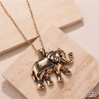 Elaborate Elephant - Gold - Paparazzi Necklace
