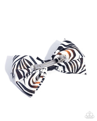 Zealous Zebra - White - Oversized Animal Print Paparazzi Hair Bow