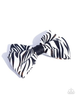 Zealous Zebra - White - Oversized Animal Print Paparazzi Hair Bow